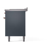 ILVE UN60FSQNMPBGPLP Nostalgie II Noblesse 60 inch Dual Fuel Range (7 Sealed Burners + Griddle + French Top, Liquid Propane, Solid Door, Blue Grey, Copper)