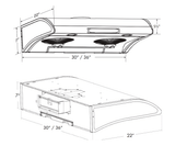 550 CFM 36" Filter Free Under Cabinet Range Hood Black