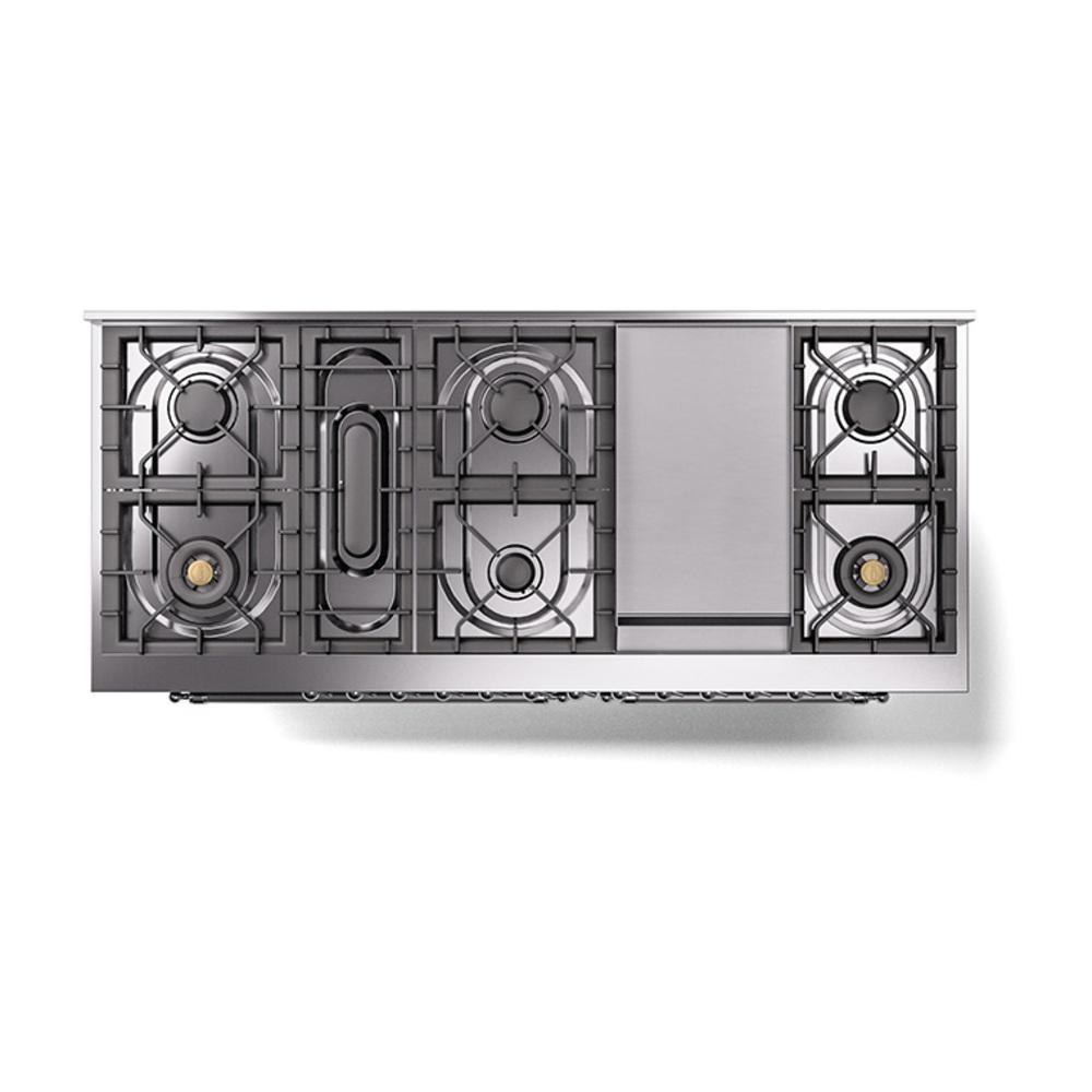ILVE UN60FQNMPEGC Nostalgie II Noblesse 60 inch Dual Fuel Range (9 Sealed Burners + Griddle, Natural Gas, Solid Door, Emerald Green, Chrome)
