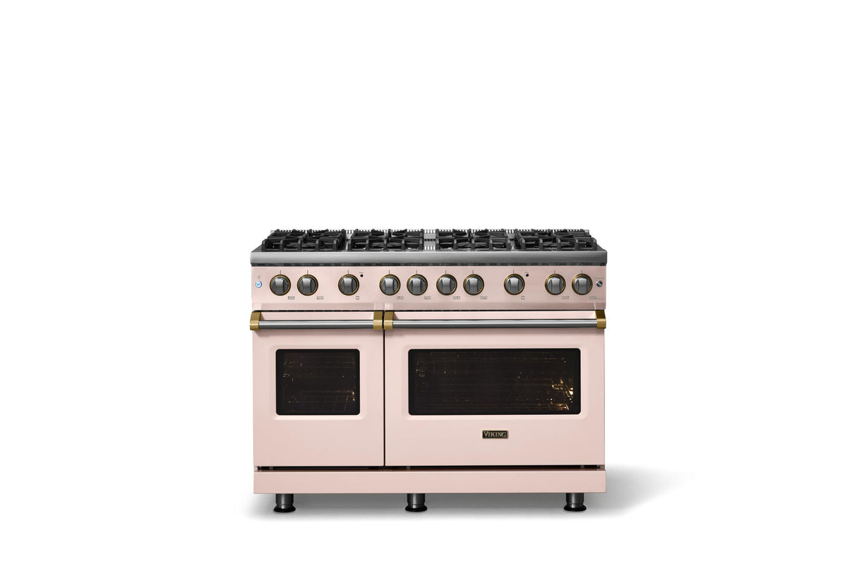 48"W. Sealed Burner Gas Range (Burner: 8b, Finish: Blush, Trim: Brushed Brass, Fuel: Natural Gas)