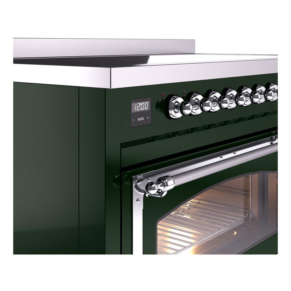 ILVE UNI486NMPEGC Nostalgie II Noblesse 48 inch Induction Range (Triple Glass Door, Emerald Green, Chrome)