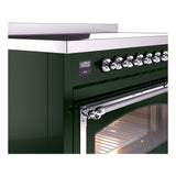 ILVE UNI486NMPEGC Nostalgie II Noblesse 48 inch Induction Range (Triple Glass Door, Emerald Green, Chrome)