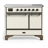 ILVE UMDIB40QNR3AWB Majestic III 40 inch Induction Range with 6 Elements, 3.82 cu. ft. Total Oven Capacity (Solid Door, Antique White, Burnished)