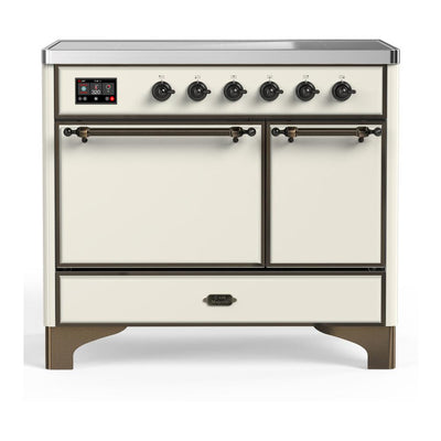 ILVE UMDIB40QNR3AWB Majestic III 40 inch Induction Range with 6 Elements, 3.82 cu. ft. Total Oven Capacity (Solid Door, Antique White, Burnished)