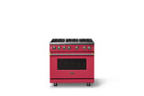 36"W. Sealed Burner Gas Range (Burner: 6b, Finish: Valentine, Trim: Brushed Brass, Fuel: Natural Gas)