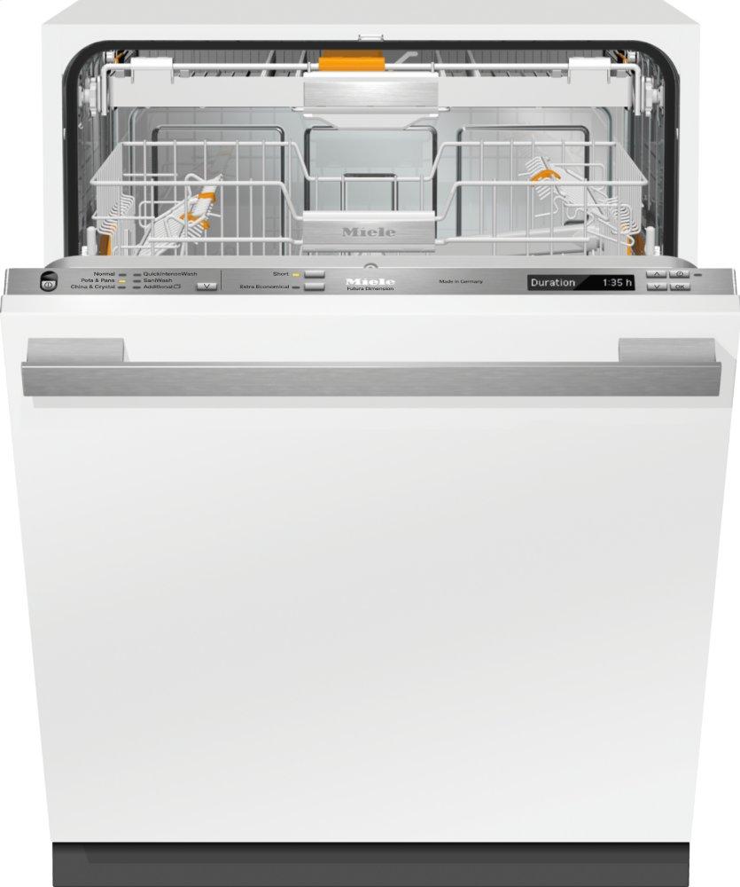 Fully-integrated, full-size dishwasher with hidden control panel, 3D+ cutlery tray, custom panel and handle ready