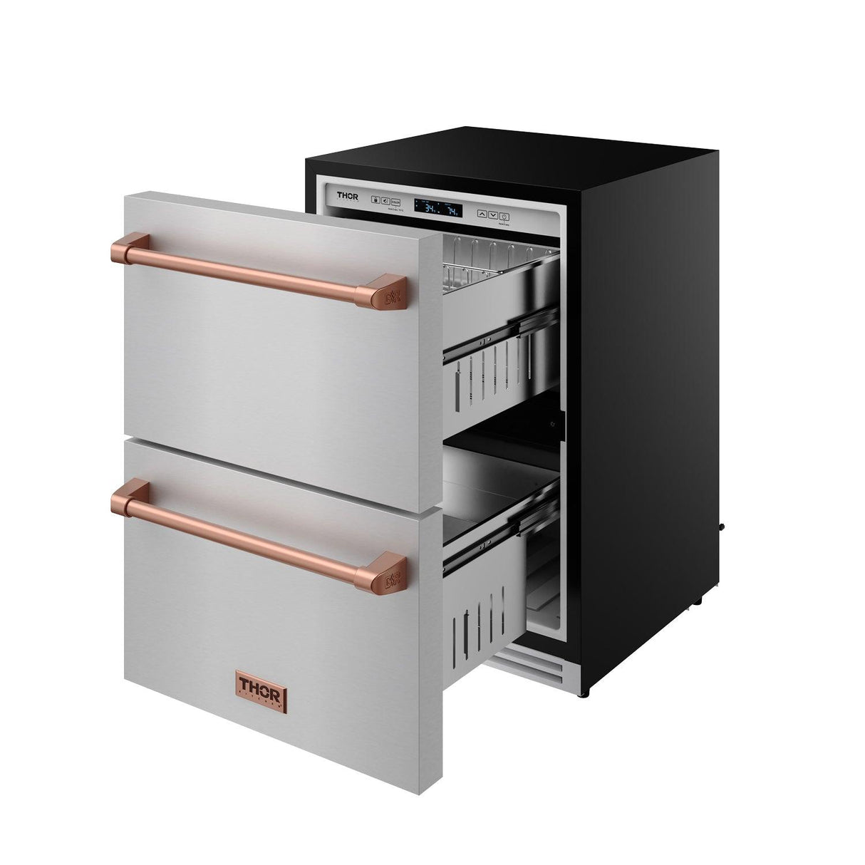 24 Inch Undercounter Built-in or Freestanding Drawer Refrigerator - Stainless Steel/rose Gold  Gordon Ramsay Series
