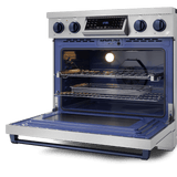 36 Inch Professional Electric Range With Tilt Panel Touch Control In Stainless Steel/navy Blue  Gordon Ramsay Series