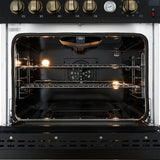 Giovanni 30-inch Gas Range Black & Antique Brass Design, 5 Burners 67,000 BTU, 4.32 cu.ft. Convection Oven