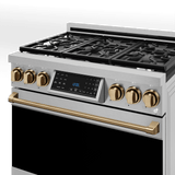 36 Inch Professional Gas Range With Tilt Panel Touch Control In Stainless Steel/bronze  Gordon Ramsay Series