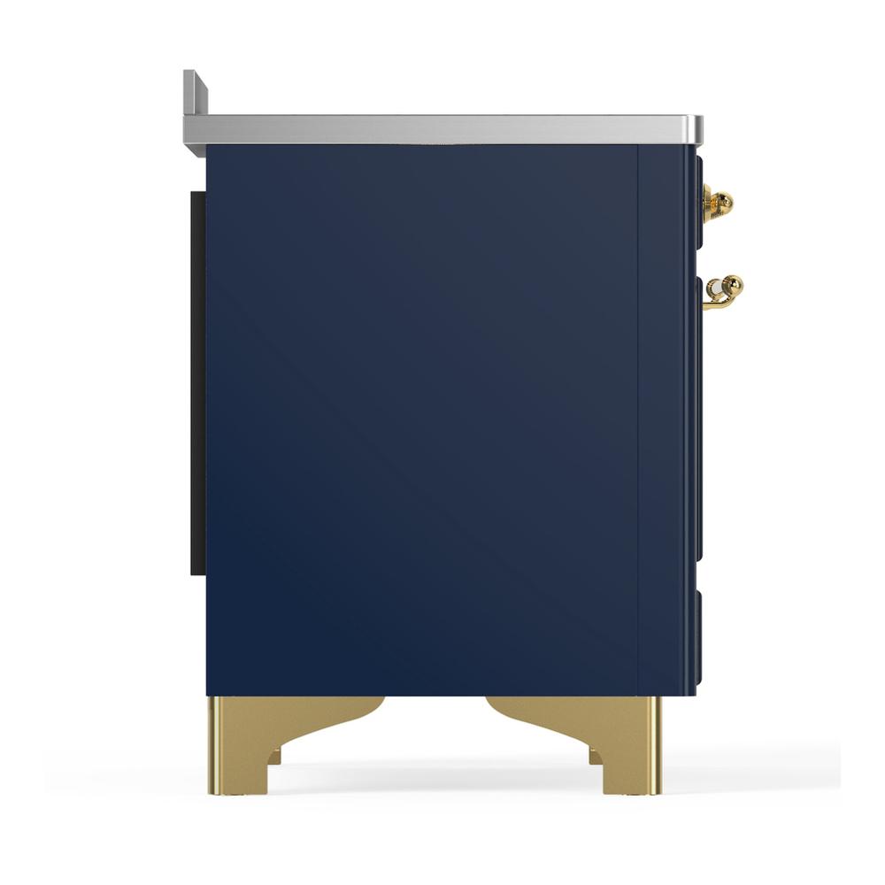 ILVE UMIB48NR3MBG Majestic III 48 inch Induction Range with 6 Elements, 5.02 cu. ft. Total Oven Capacity (Triple Glass Door, Midnight Blue, Brass)