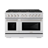 ZLINE 48 in. 6.7 cu. ft. Double Oven Gas Range in Stainless Steel with 8 Brass Burners (SGR-BR-48)