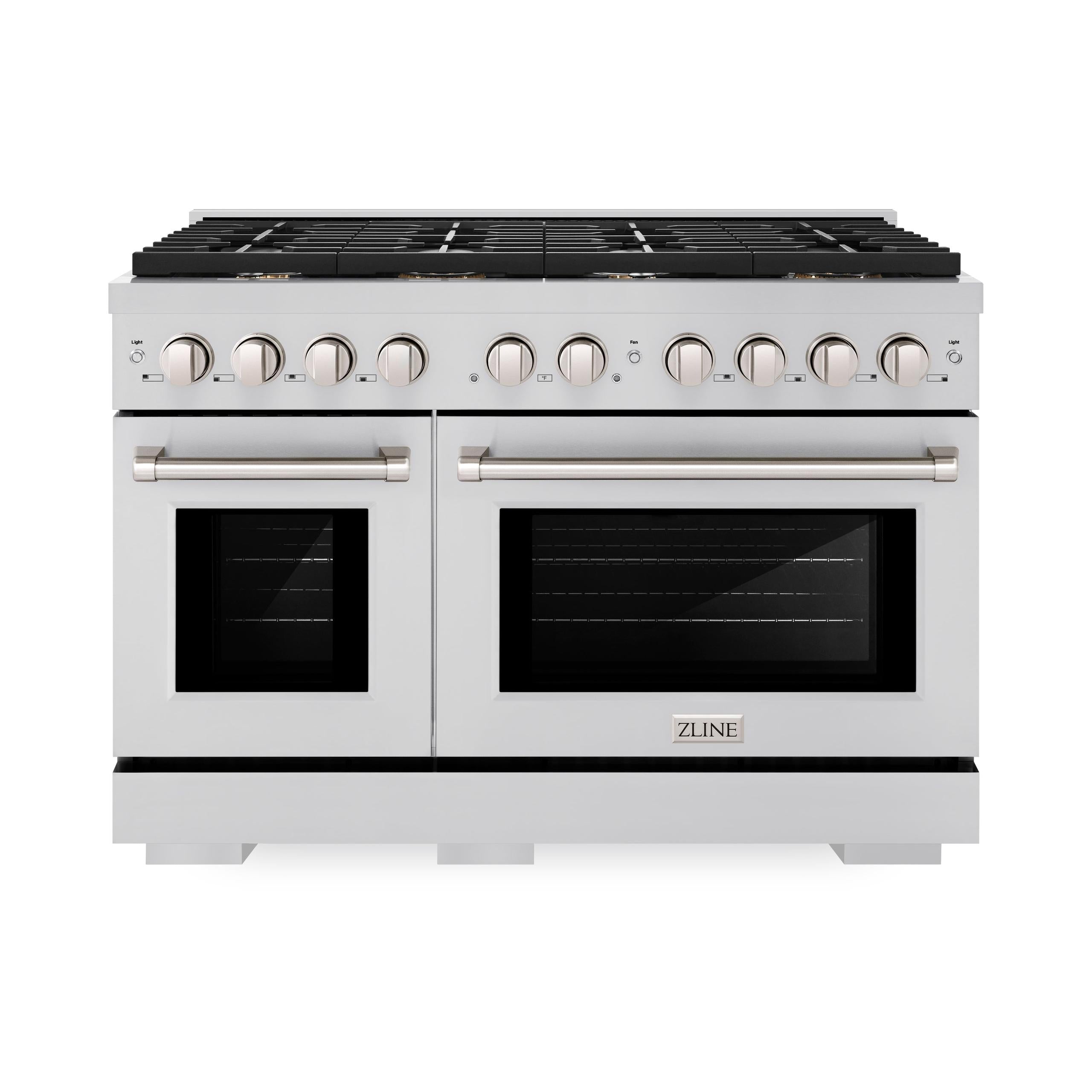 ZLINE 48 in. 6.7 cu. ft. Double Oven Gas Range in Stainless Steel with 8 Brass Burners (SGR-BR-48)