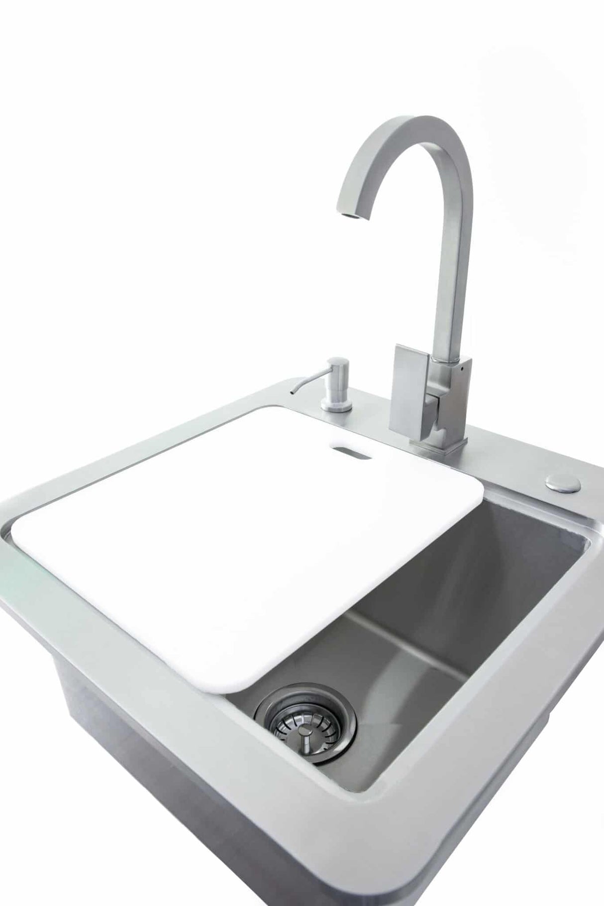 21" Sink with Faucet, Drain, Soap Dispenser