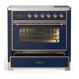 ILVE UMIB36NR3MBP Majestic III 36 inch Induction Range with 6 Elements, 3.5 cu. ft. Total Oven Capacity (Triple Glass Door, Midnight Blue, Copper)