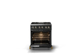 30"W. Dual Fuel Range (Finish: Antique Bronze, Trim: Polished Chrome, Fuel: Propane)