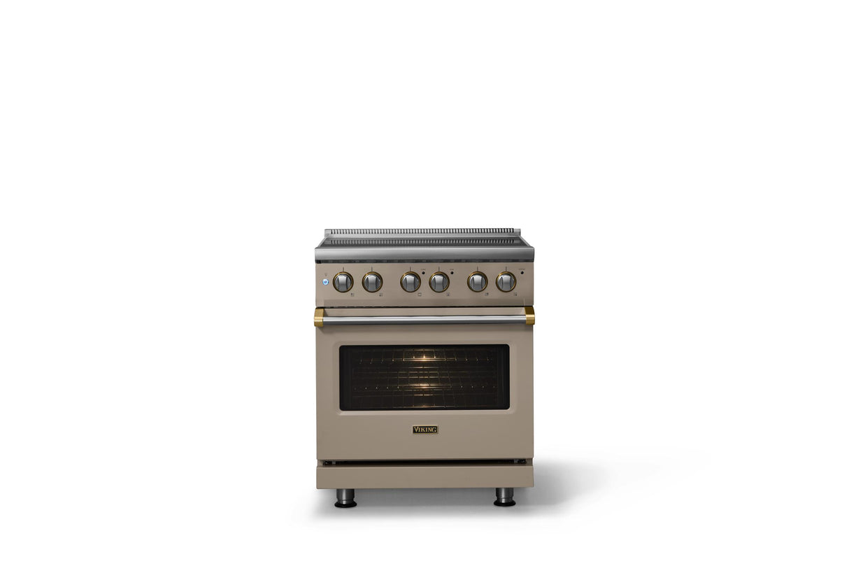 30"W. Electric Range (Finish: Nantucket, Trim: Brushed Brass)