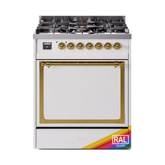 ILVE UN30QNMPRAG Nostalgie II Noblesse 30 inch Dual Fuel Range (Natural Gas, Solid Door, RAL, Brass)