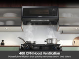 1.1 cu. ft. Smart SLIM Over-the-Range Microwave with 400 CFM Ventilation in Matte Black Steel