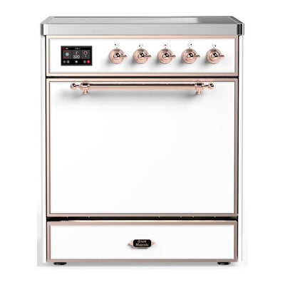 ILVE UMIB30QNR3WHP Majestic III 30 inch Induction Range with 4 Elements, 4 cu. ft. Oven Capacity (Solid Door, White, Copper)