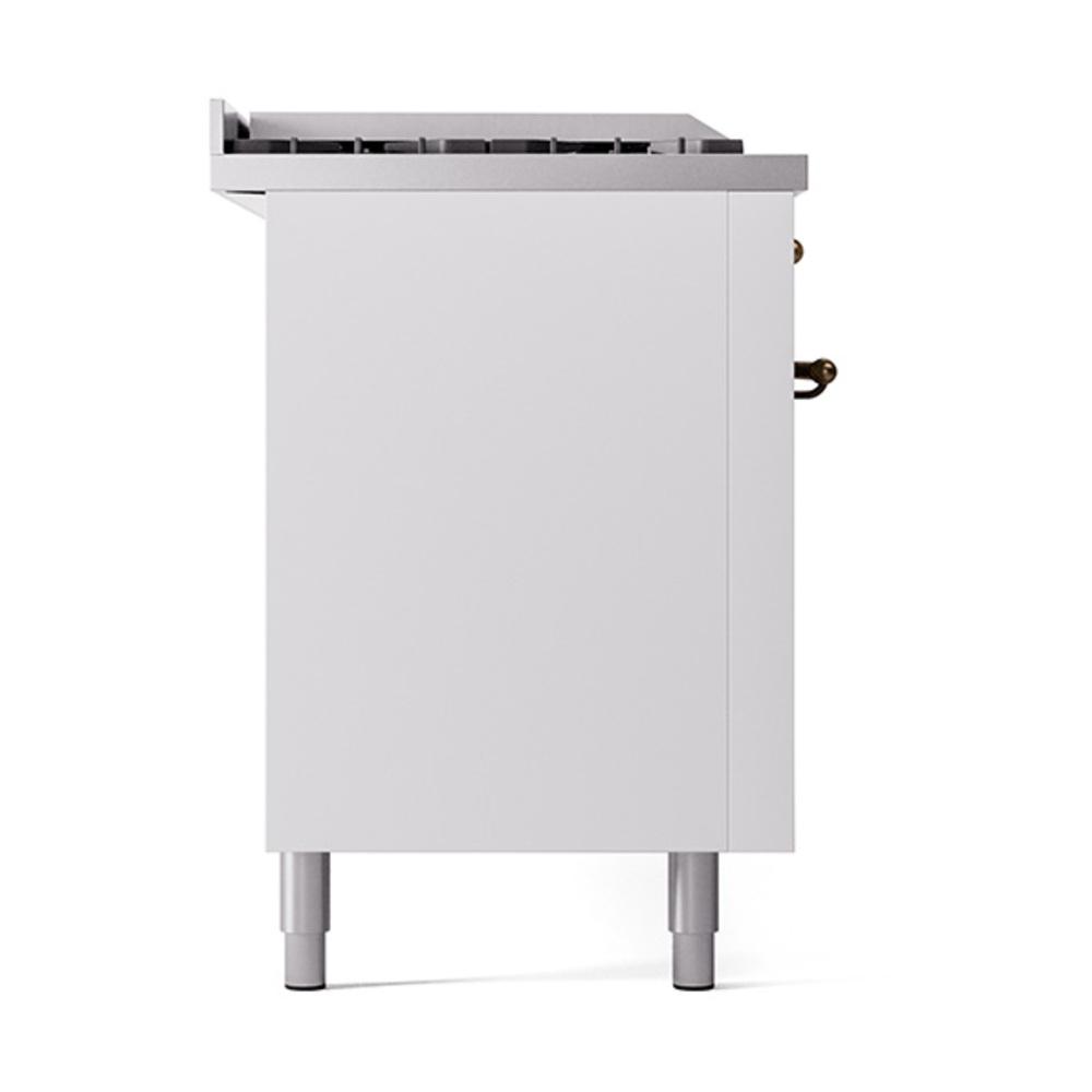 ILVE UN60FSQNMPWHBLP Nostalgie II Noblesse 60 inch Dual Fuel Range (7 Sealed Burners + Griddle + French Top, Liquid Propane, Solid Door, White, Burnished)