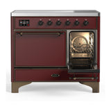 ILVE UMDIB40QNR3BUB Majestic III 40 inch Induction Range with 6 Elements, 3.82 cu. ft. Total Oven Capacity (Solid Door, Burgundy, Burnished)