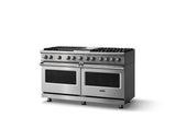 60"W.Dual Fuel Range (Finish: Stainless Steel, Trim: Polished Chrome, Fuel: Natural Gas)