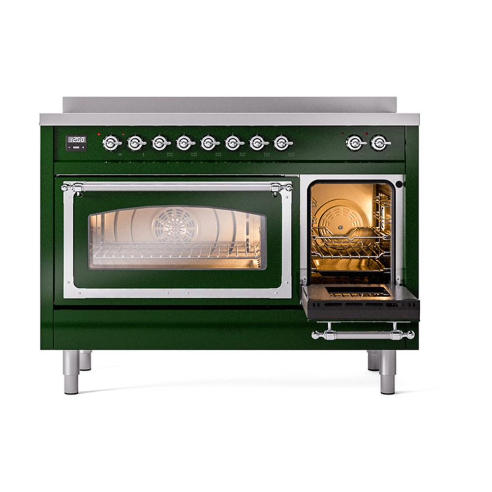 ILVE UNI486NMPEGC Nostalgie II Noblesse 48 inch Induction Range (Triple Glass Door, Emerald Green, Chrome)