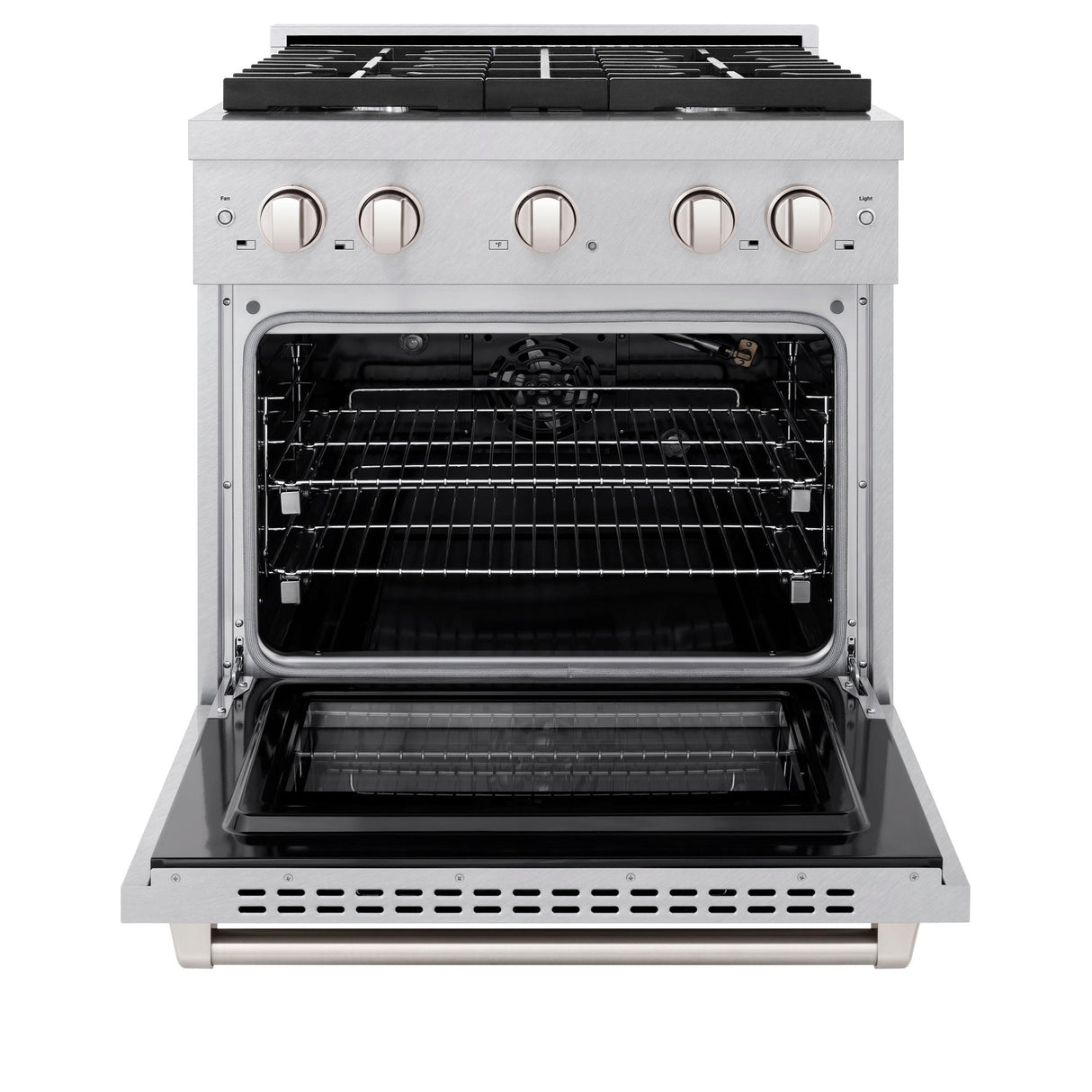 ZLINE 30 in. 4.2 cu. ft. 4 Burner Gas Range with Convection Gas Oven in DuraSnow' Stainless Steel (SGRS-30)
