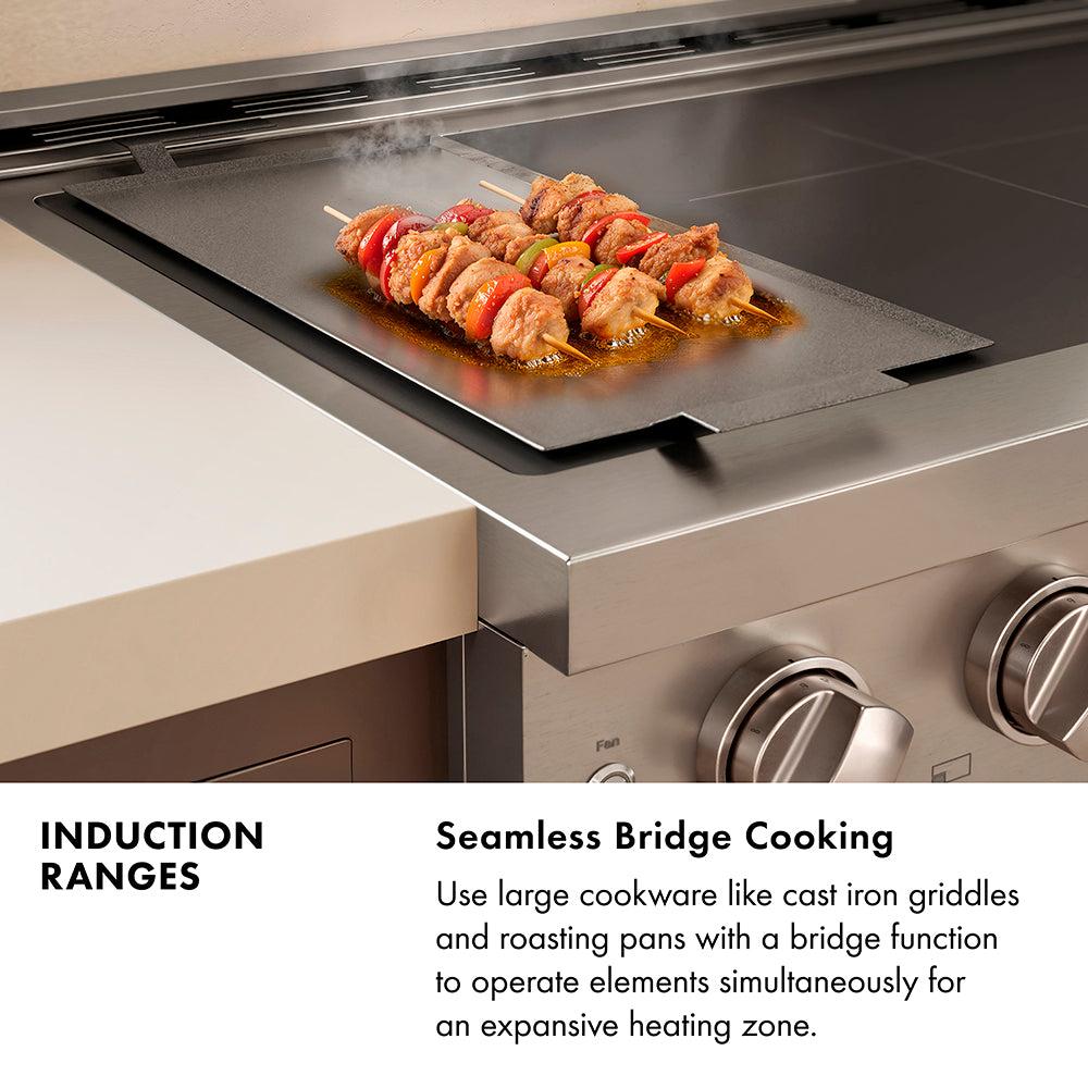 ZLINE Autograph Edition 36 in. 5.2 cu. ft. Paramount Induction Range with 5 Element Cooktop and Electric Convection Oven in Black Stainless Steel with Champagne Bronze Accents (SINRBZ-36-CB)