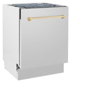 ZLINE Autograph Edition 24" 3rd Rack Top Control Tall Tub Dishwasher in Stainless Steel with Accent Handle, 51dBa (DWVZ-304-24) [Color: Gold]