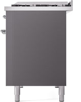 Nostalgie II 48 Inch Dual Fuel Natural Gas Freestanding Range in Matte Graphite with Chrome Trim