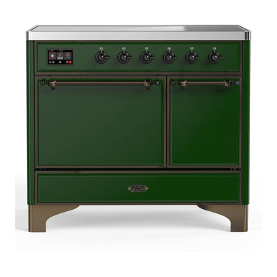 ILVE UMDIB40QNR3EGB Majestic III 40 inch Induction Range with 6 Elements, 3.82 cu. ft. Total Oven Capacity (Solid Door, Emerald Green, Burnished)