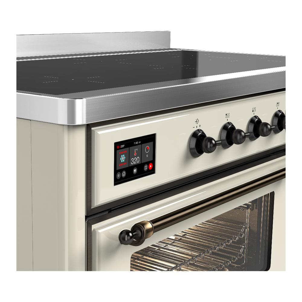 ILVE UMIB48NR3AWB Majestic III 48 inch Induction Range with 6 Elements, 5.02 cu. ft. Total Oven Capacity (Triple Glass Door, Antique White, Burnished)