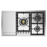 ILVE UHCPT95FSSLP Professional Plus II 36 inch Built-In Gas Cooktop with Total Black Brass Burners, in Stainless Steel (5 Sealed Burners + Griddle, Liquid Propane)