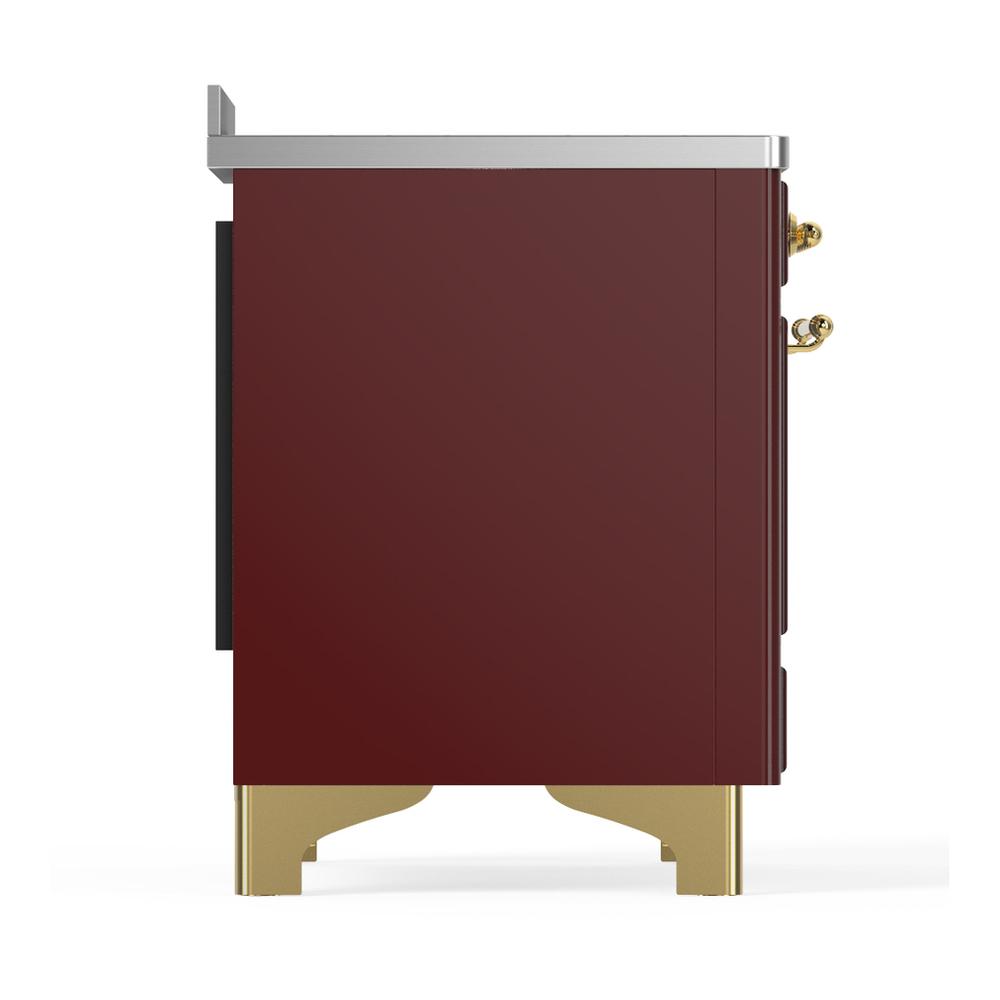 ILVE UMIB48NR3BUG Majestic III 48 inch Induction Range with 6 Elements, 5.02 cu. ft. Total Oven Capacity (Triple Glass Door, Burgundy, Brass)