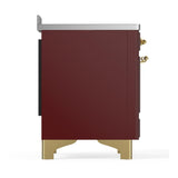 ILVE UMIB48NR3BUG Majestic III 48 inch Induction Range with 6 Elements, 5.02 cu. ft. Total Oven Capacity (Triple Glass Door, Burgundy, Brass)