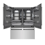 ZLINE Autograph Edition 60 in. 32.2 cu. ft. French Door Built-In Bottom Freezer Refrigerator with Water Dispenser and Ice Maker in Stainless Steel with Graphite Gray Interior and Matte Black Accents (GRBIVZ-304-60MB)