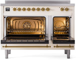 Nostalgie II 48 Inch Electric Freestanding Range in Antique White with Brass Trim