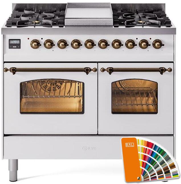 Nostalgie II 40 Inch Dual Fuel Liquid Propane Freestanding Range in RAL Custom Color with Bronze Trim