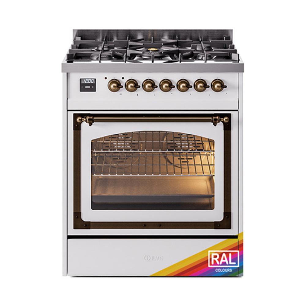 ILVE UN30NMPRABLP Nostalgie II Noblesse 30 inch Dual Fuel Range (Liquid Propane, Triple Glass Door, RAL, Burnished)