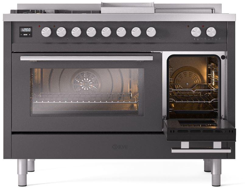 Professional Plus II 48 Inch Dual Fuel Liquid Propane Freestanding Range in Matte Graphite with Trim