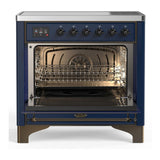 ILVE UMIB36QNR3MBB Majestic III 36 inch Induction Range with 6 Elements, 3.5 cu. ft. Total Oven Capacity (Solid Door, Midnight Blue, Burnished)