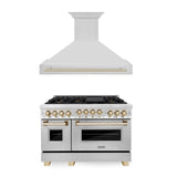 ZLINE 48" Autograph Edition Kitchen Package with Stainless Steel Gas Range and Range Hood with Gold Accents (2AKPR-RGRH48-G)