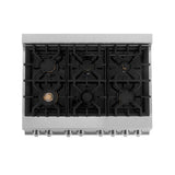 ZLINE Autograph Edition 36 in. 4.6 cu. ft. Dual Fuel Range with Gas Stove and Electric Oven in Fingerprint Resistant DuraSnow' Stainless Steel with Black Matte Door and Polished Gold Accents (RASZ-BLM-36-G)