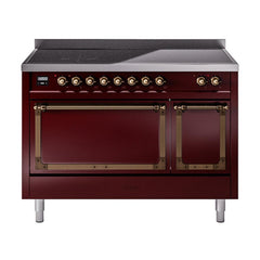 ILVE UNI486QNMPBUB Nostalgie II Noblesse 48 inch Induction Range (Solid Door, Burgundy, Burnished)