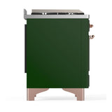 ILVE UM48FQNR3EGP Majestic III 48 inch Dual Fuel Range with 8 Burners and Griddle, Dual Function Burner up to 25,000 BTU (Natural Gas, Solid Door, Emerald Green, Copper)