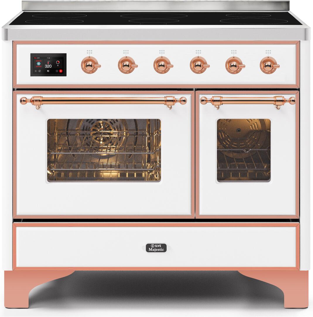 Majestic II 40 Inch Electric Freestanding Range in White with Copper Trim