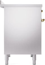 Nostalgie II 40 Inch Electric Freestanding Range in Stainless Steel with Brass Trim