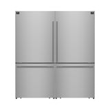 Forno Milano 2-Piece 62-Inch Freestanding Dual Bottom Freezer Refrigerator, Stainless Steel - 34.4 cu.ft, Touch Control, Ice Maker